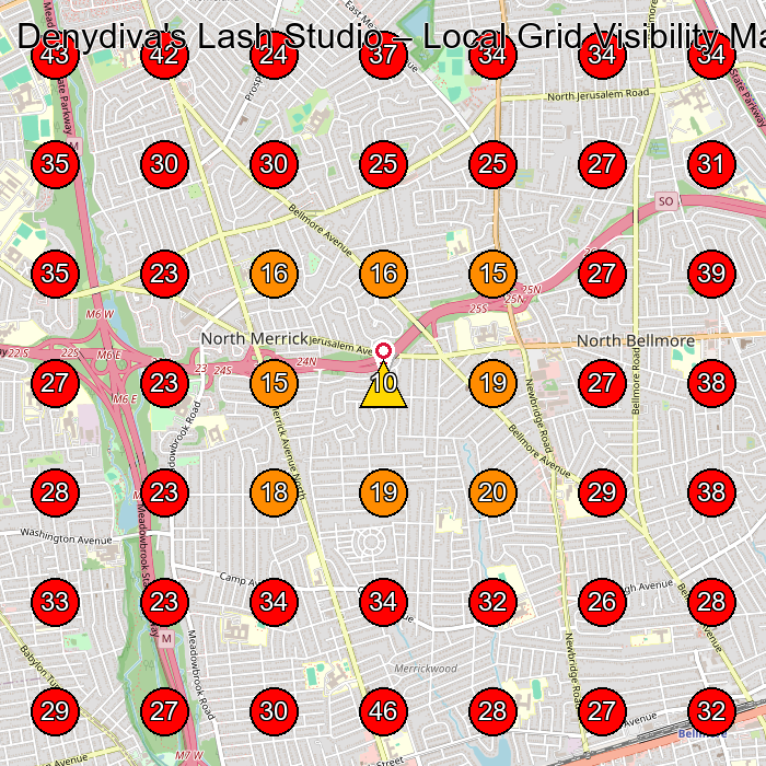 Denydiva's Lash Studio GeoGrid visibility map for Beauty Salon in Uniondale
